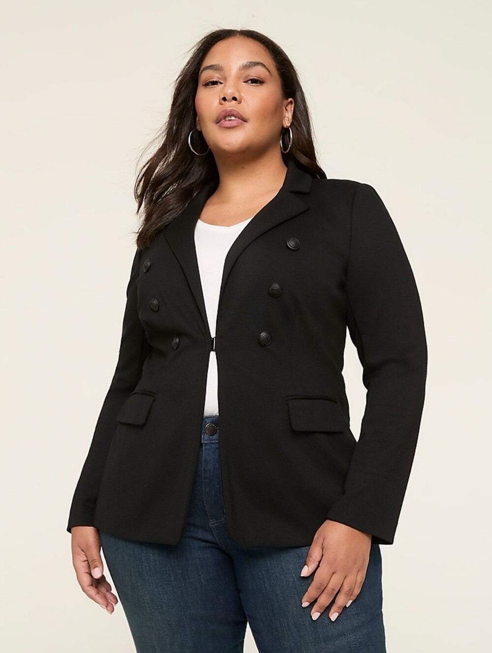 Lanr BRYANT The Bryant Blazer Classic Black Double-Breasted Blazer Jacket 14 New